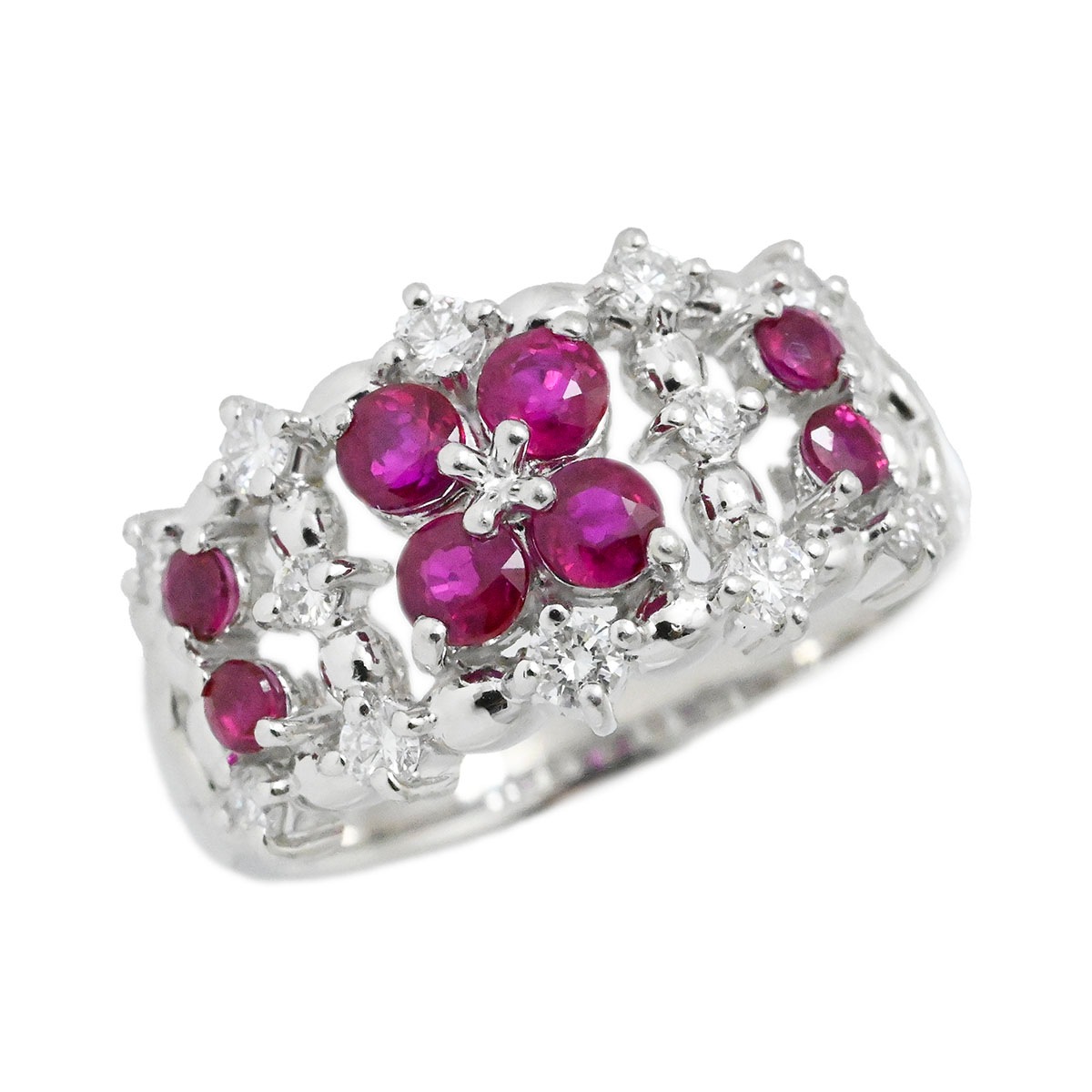 タサキ TASAKI TASAKI PT900 プラチナ ダイヤ0.27ct ルビー サイズ10.5号 レディース  3769