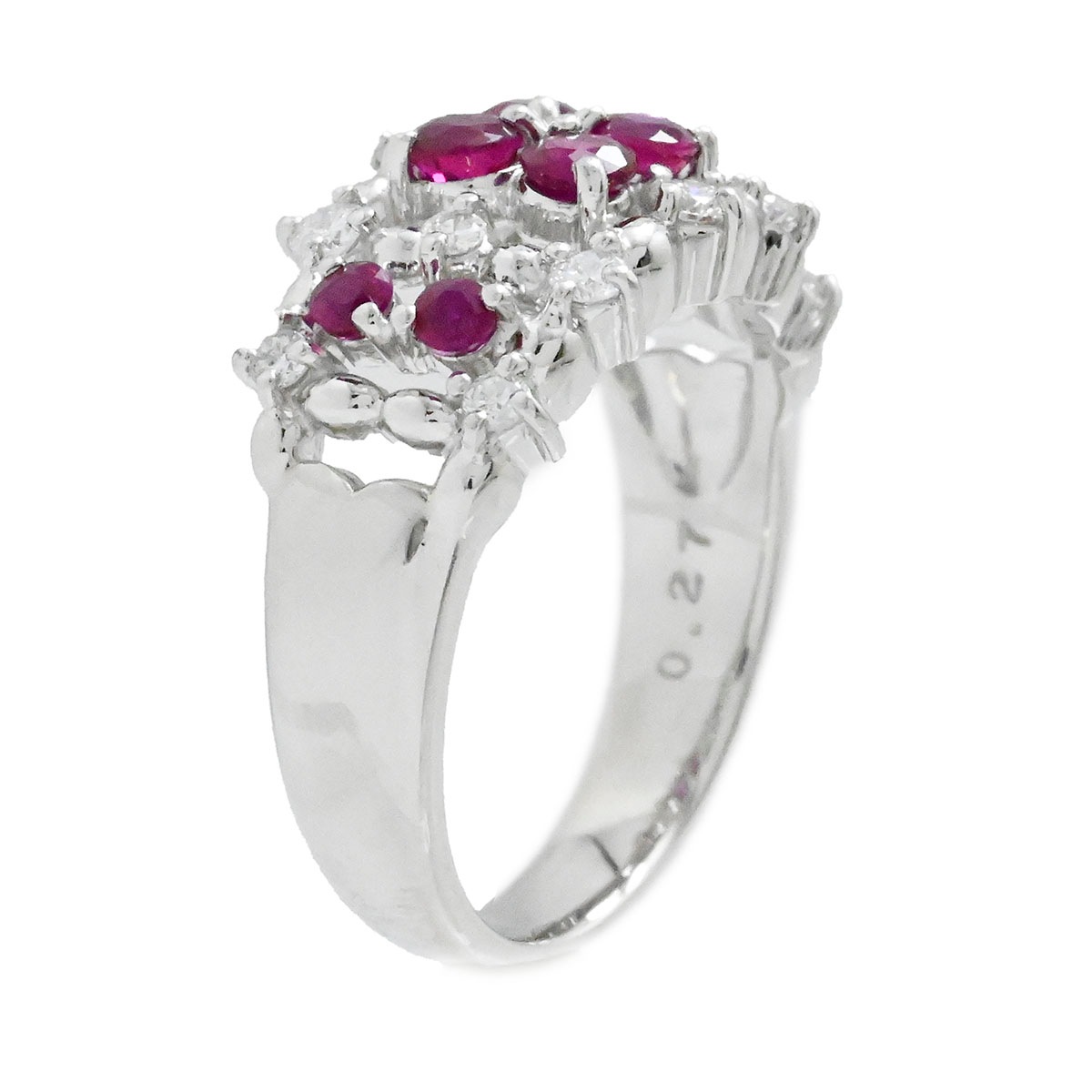 タサキ TASAKI TASAKI PT900 プラチナ ダイヤ0.27ct ルビー サイズ10.5号 レディース  3769