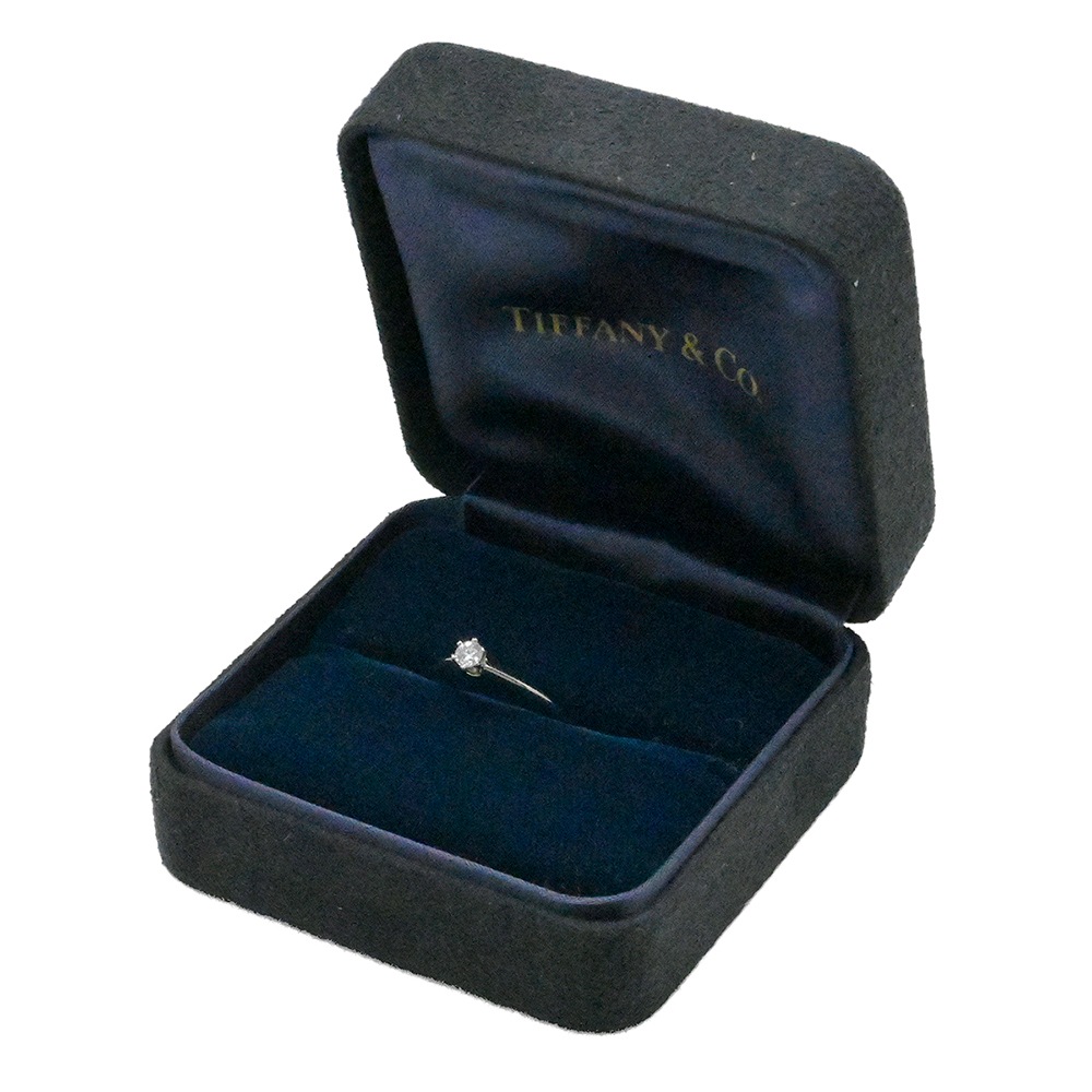 ティファニー TIFFANY & Co. PT950 プラチナ ダイヤ0.18ct セッティング エンゲージ ダイヤモンドリング スタッド一粒ダイヤ サイズ8号  2028