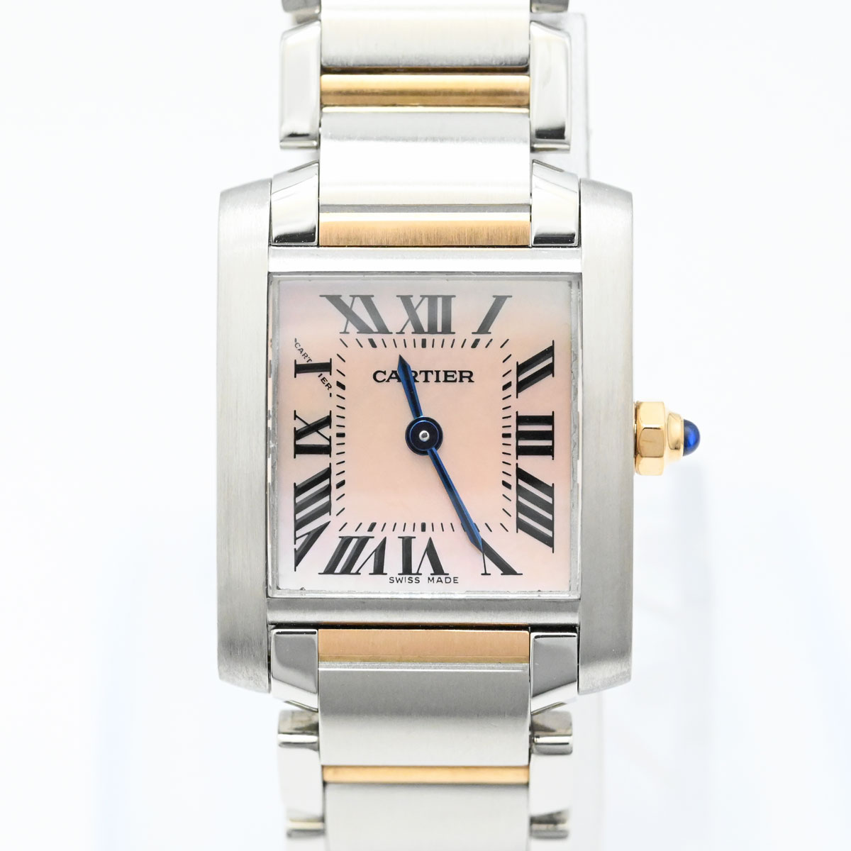 カルティエ CARTIER タンクフランセーズSM SS×PG ピンクゴールド ピンクシェル文字盤 レディース クォーツ  3456
