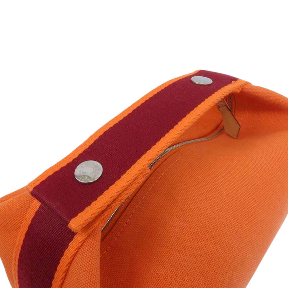 エルメス HERMES ブリッド ア ブラックPM ポーチ ハンドバッグ コットンキャンバス オレンジ レディース 4641