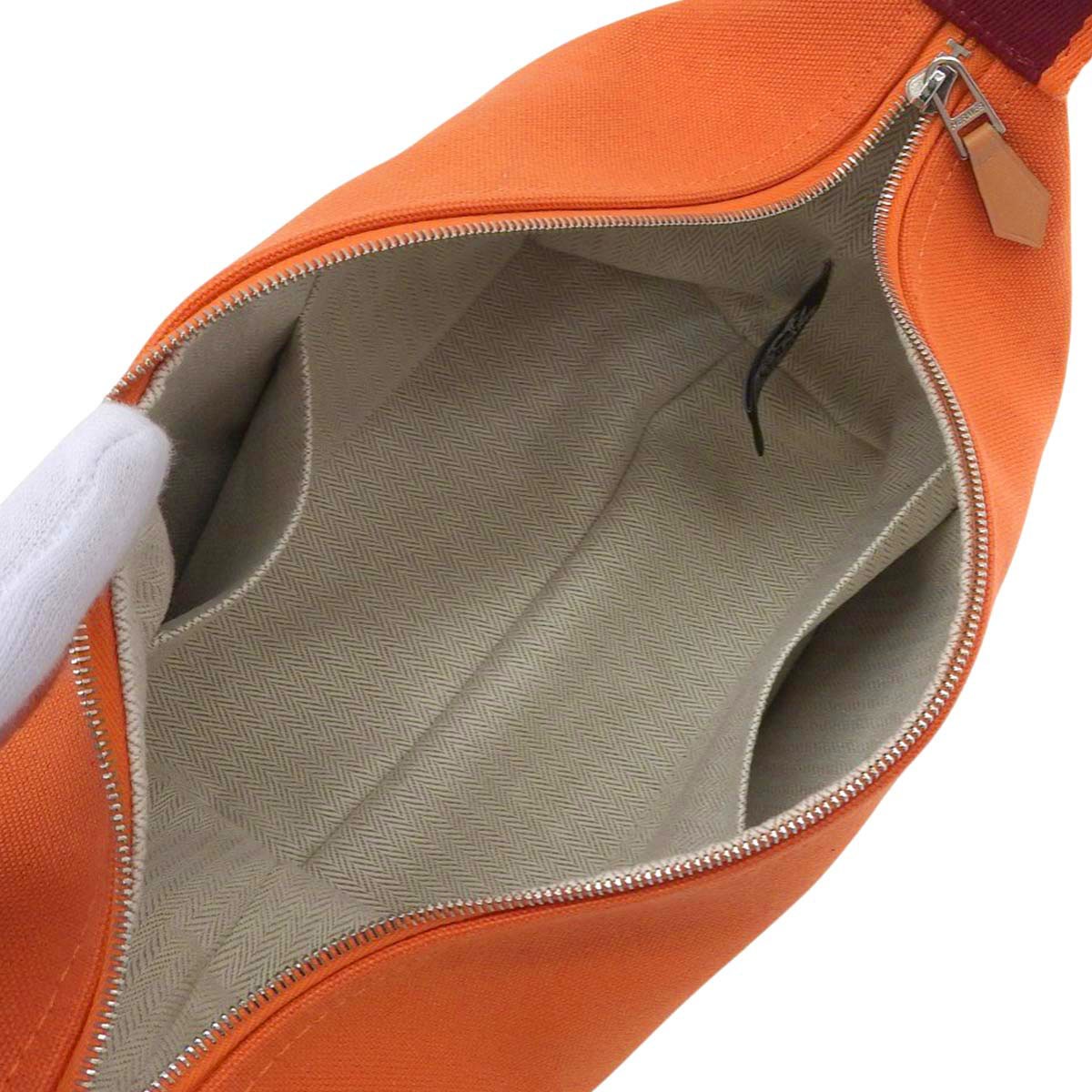 エルメス HERMES ブリッド ア ブラックPM ポーチ ハンドバッグ コットンキャンバス オレンジ レディース 4641