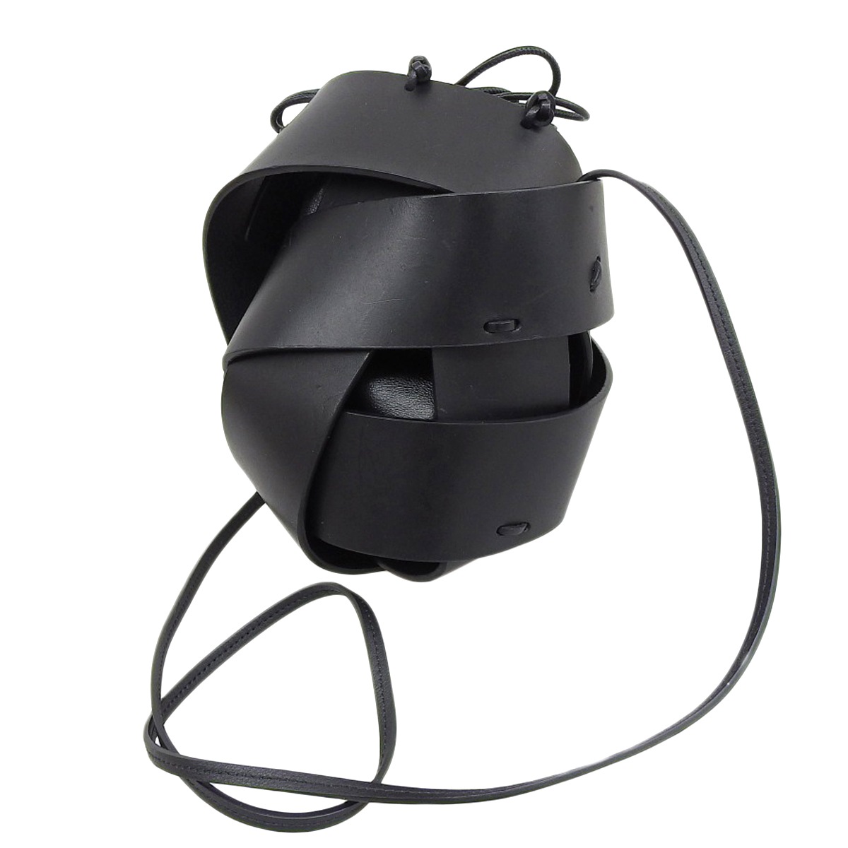 ロエベ LOEWE アナグラム 2WAY ショルダーバッグ 肩掛け ななめ掛け 巾着 レザー ブラック レディース 4735