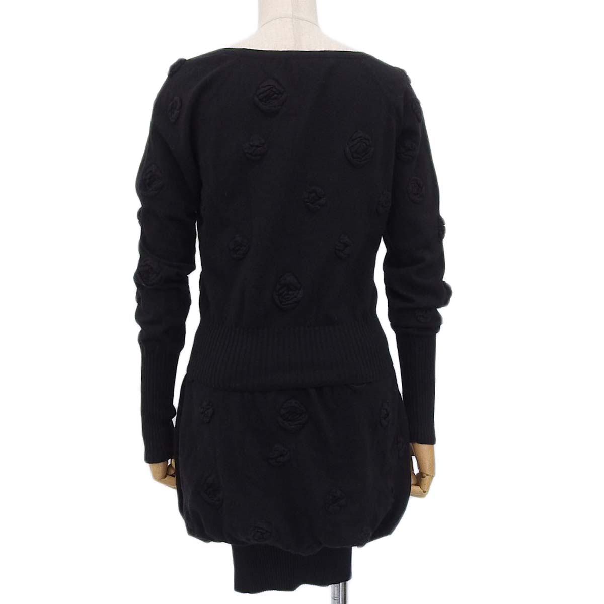 シャネル CHANEL ニット アンサンブル 長袖 スカート カシミア ブラック サイズ36 レディース 08A 4415
