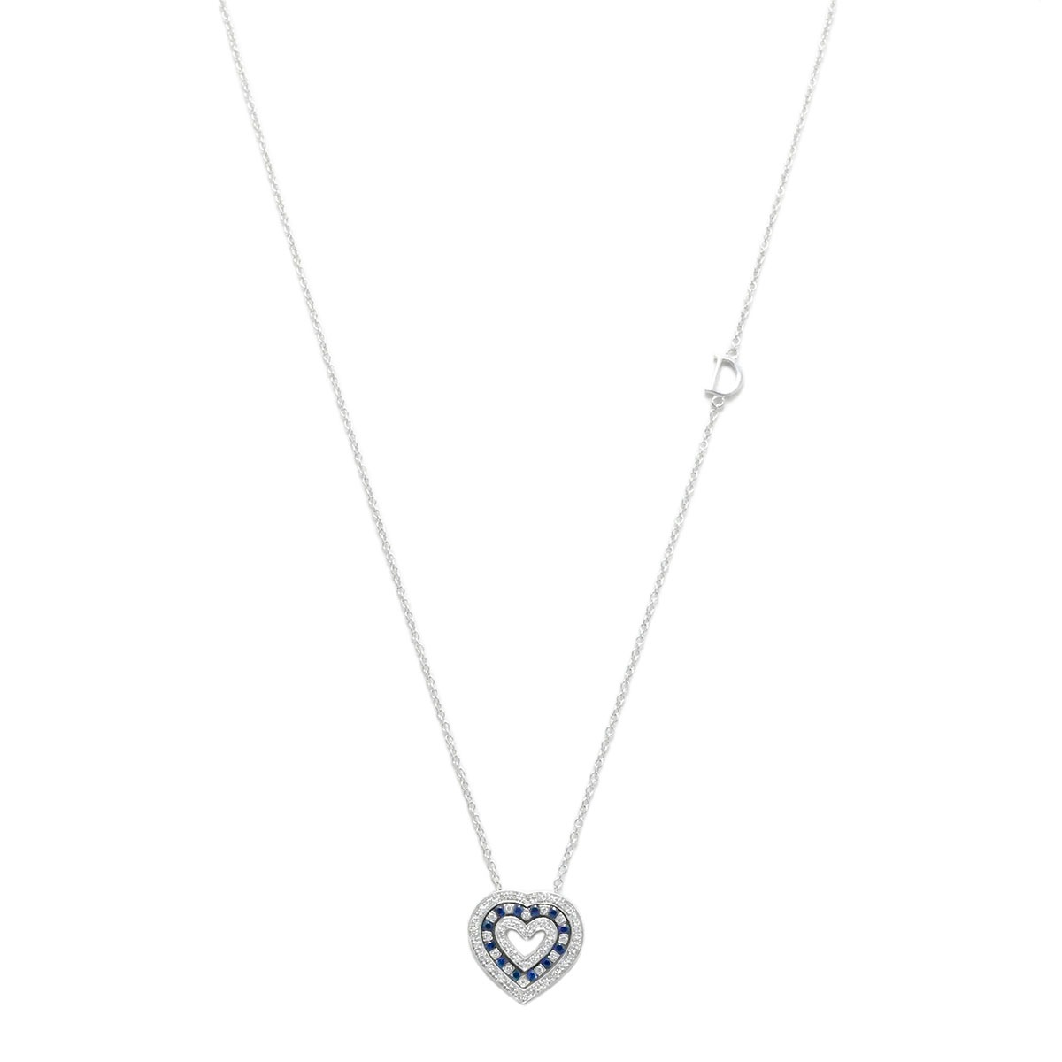 ダミアーニ DAMIANI ベルエポック 750WG K18WG ホワイトゴールド サファイア ダイヤ ハート ネックレス レディース  3915