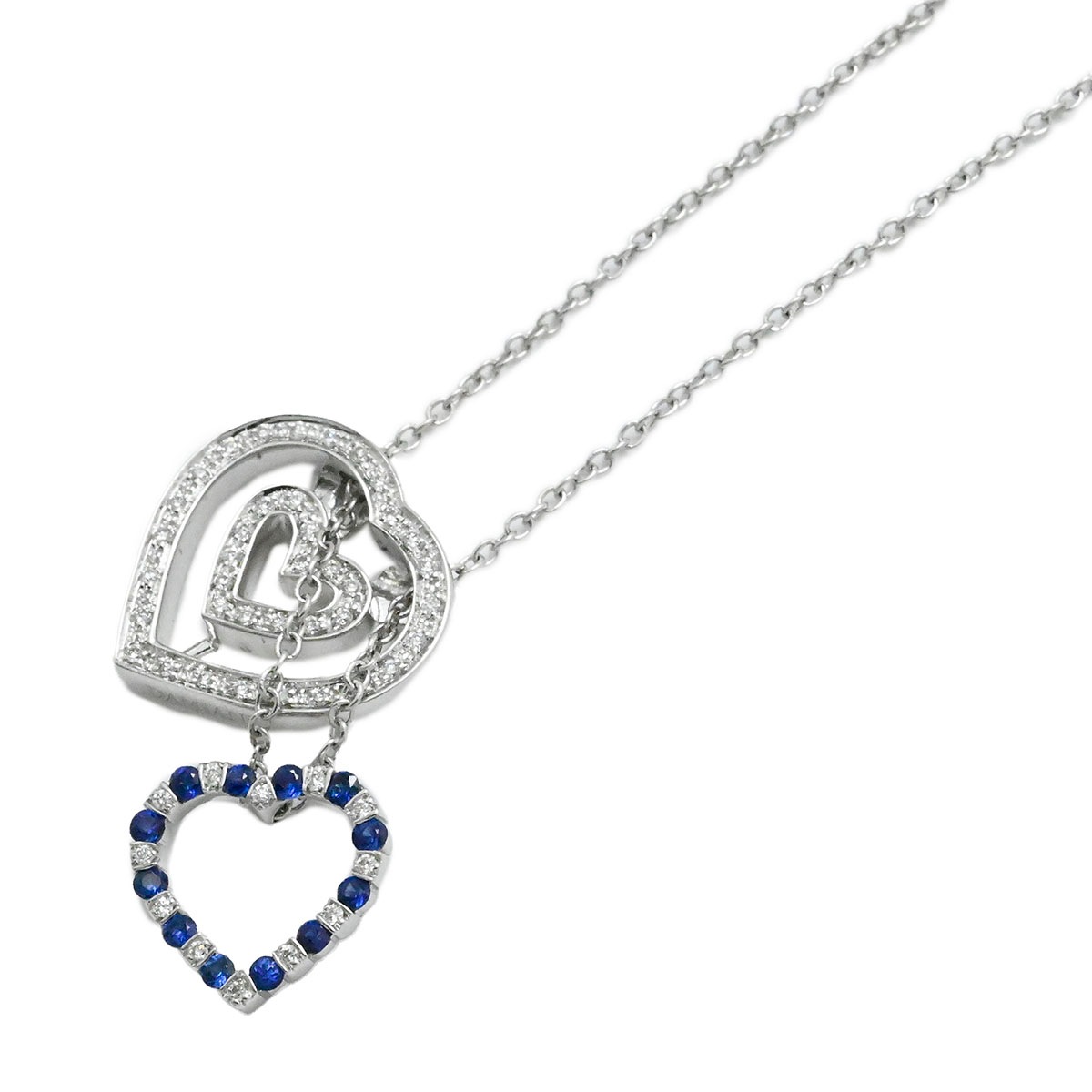 ダミアーニ DAMIANI ベルエポック 750WG K18WG ホワイトゴールド サファイア ダイヤ ハート ネックレス レディース  3915