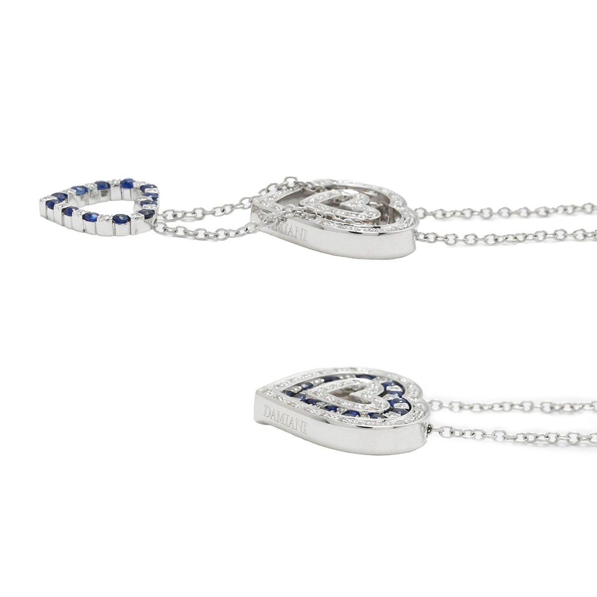 ダミアーニ DAMIANI ベルエポック 750WG K18WG ホワイトゴールド サファイア ダイヤ ハート ネックレス レディース  3915