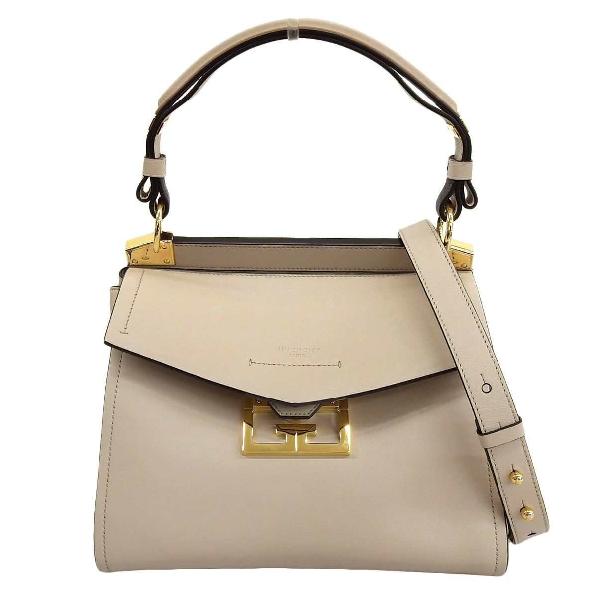 【BIGお買い物ラリー★30%OFFセール中】ジバンシィ GIVENCHY ハンドバッグ4Gロゴ 金具ロック2WAY ベージュ ブラック ゴールド レディース 中古 ジバンジー GIVENCHY ミスティック 2WAY ショルダーバッグ