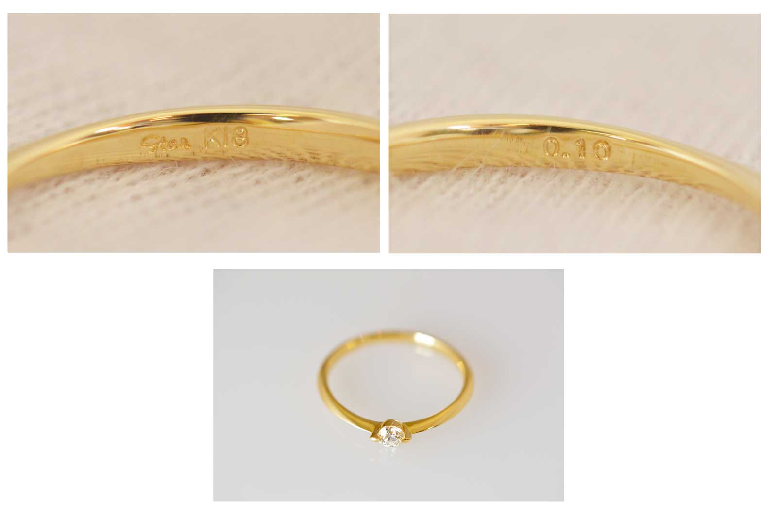 スタージュエリー K18イエローゴールド ダイヤ0.10ct 一粒ダイヤ