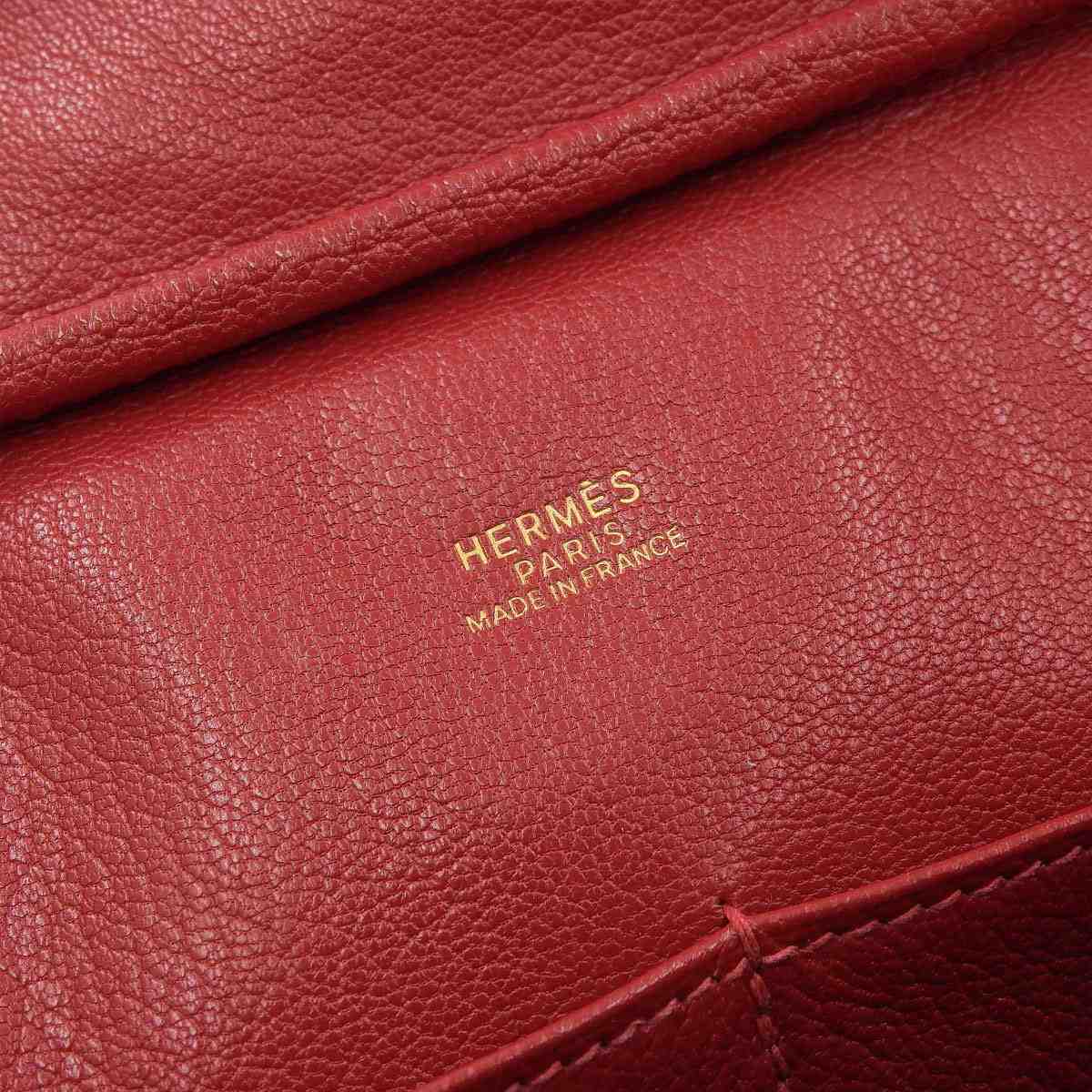 エルメス HERMES プリュム32 ハンドバッグ トゴ 深紅 レッド系 ゴールド金具 レディース G□刻印 2003年 8472