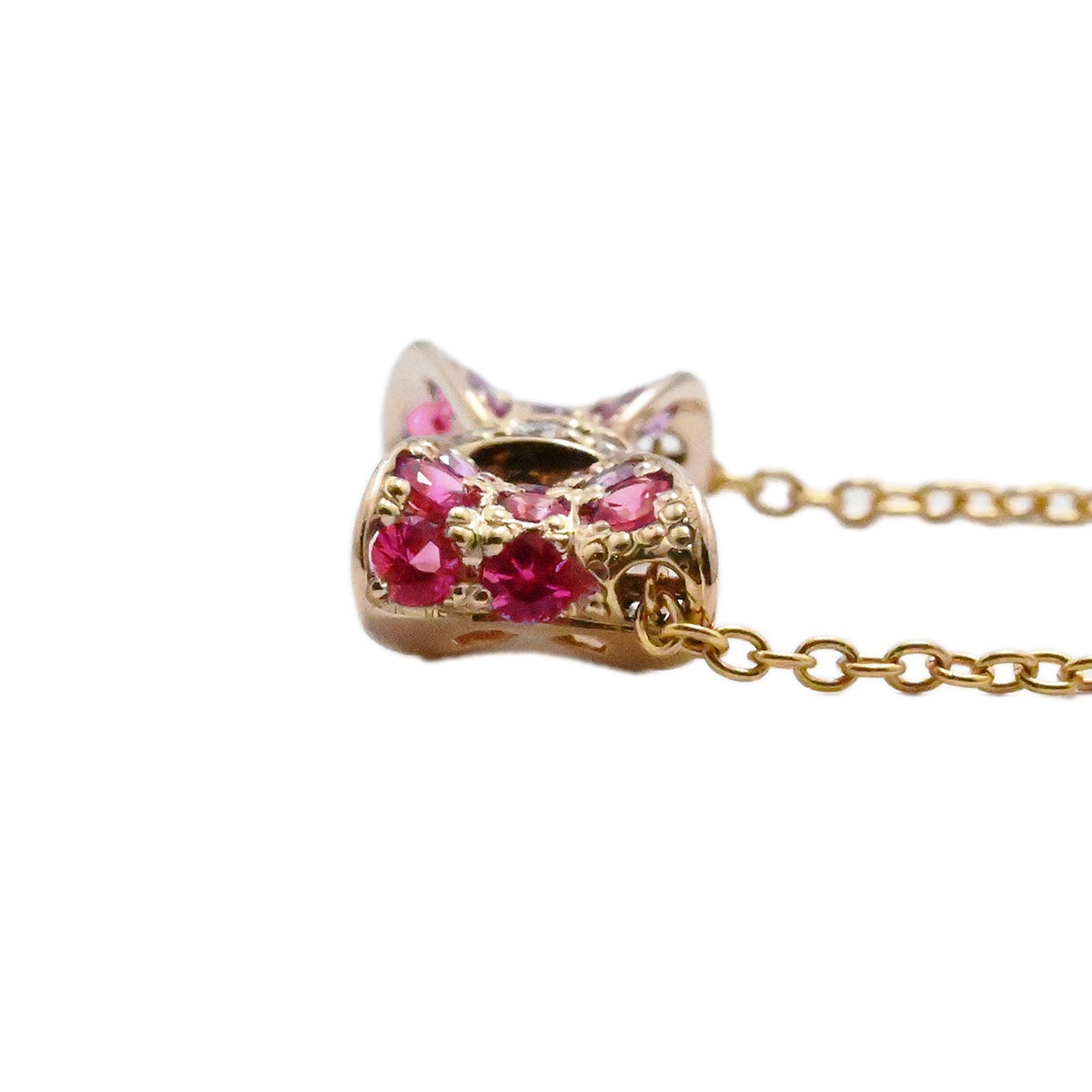 ポンテヴェキオ PONTE VECCHIO K18PＧ ピンクゴールド ピンクサファイア0.38ct ダイヤ0.03ct リボンモチーフネックレス レディース  3636