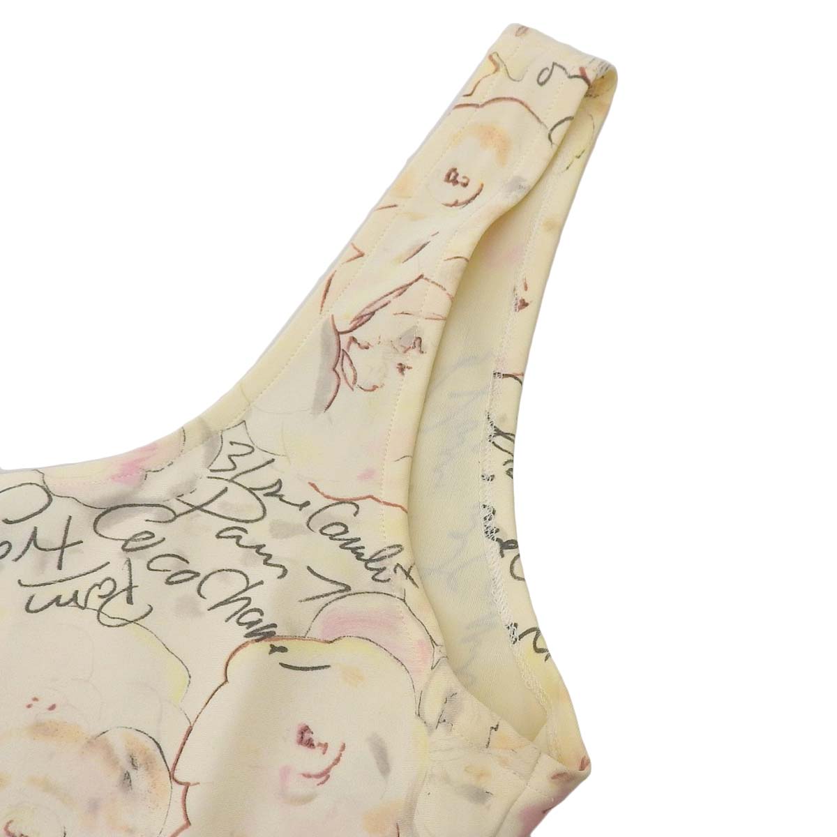 シャネル CHANEL カメリア総柄 ノースリーブ ワンピース ナイロン ホワイト 40 レディース 98C 4538