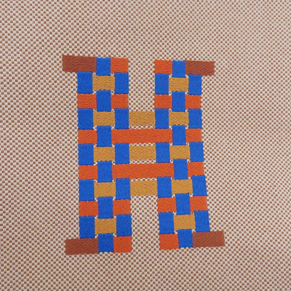 エルメス HERMES Hティサージュ 刺繍 ポーチ コットン ベージュ レディース 4644