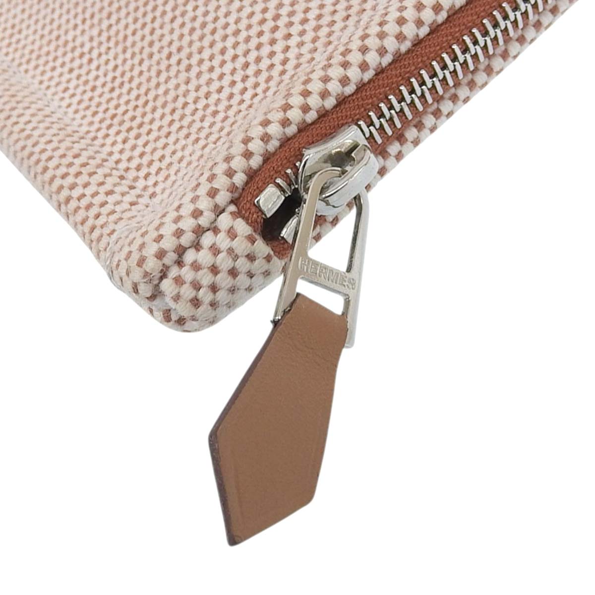 エルメス HERMES Hティサージュ 刺繍 ポーチ コットン ベージュ レディース 4644