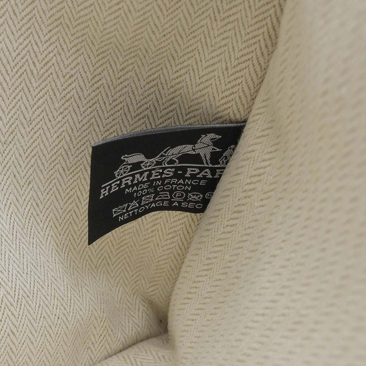 エルメス HERMES Hティサージュ 刺繍 ポーチ コットン ベージュ レディース 4644