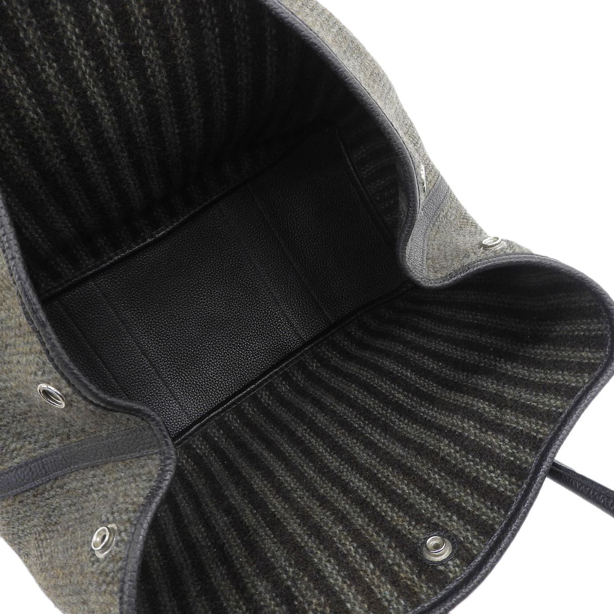 エルメス HERMES ガーデンパーティ PM 36 トートバッグ ハンドバッグ ツイード レザー グリーン系 ブラウン系 レディース □G刻印 2003年 4112