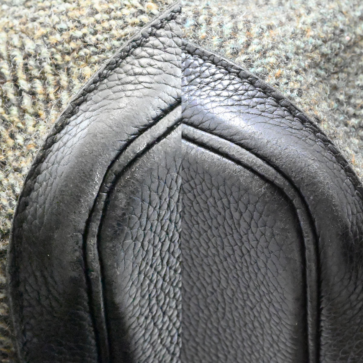 エルメス HERMES ガーデンパーティ PM 36 トートバッグ ハンドバッグ ツイード レザー グリーン系 ブラウン系 レディース □G刻印 2003年 4112