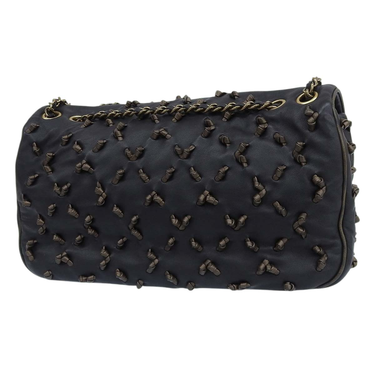 シャネル CHANEL ココマーク ダブルチェーン ショルダーバッグ チェーンショルダー 斜め掛け ラムスキン ブラック レディース 14番台 4645