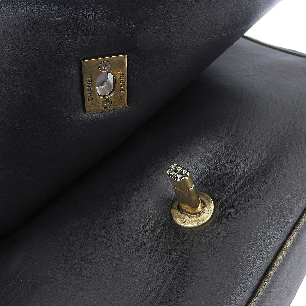 シャネル CHANEL ココマーク ダブルチェーン ショルダーバッグ チェーンショルダー 斜め掛け ラムスキン ブラック レディース 14番台 4645