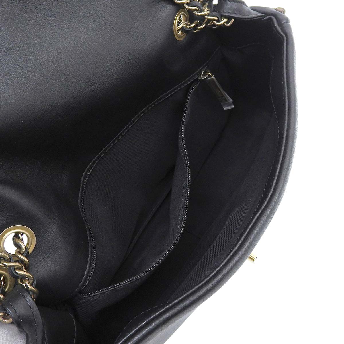 シャネル CHANEL ココマーク ダブルチェーン ショルダーバッグ チェーンショルダー 斜め掛け ラムスキン ブラック レディース 14番台 4645