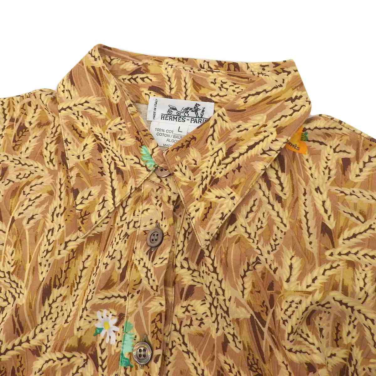 エルメス HERMES ポロシャツ トップス コットン ブラウン系 L レディース 8802