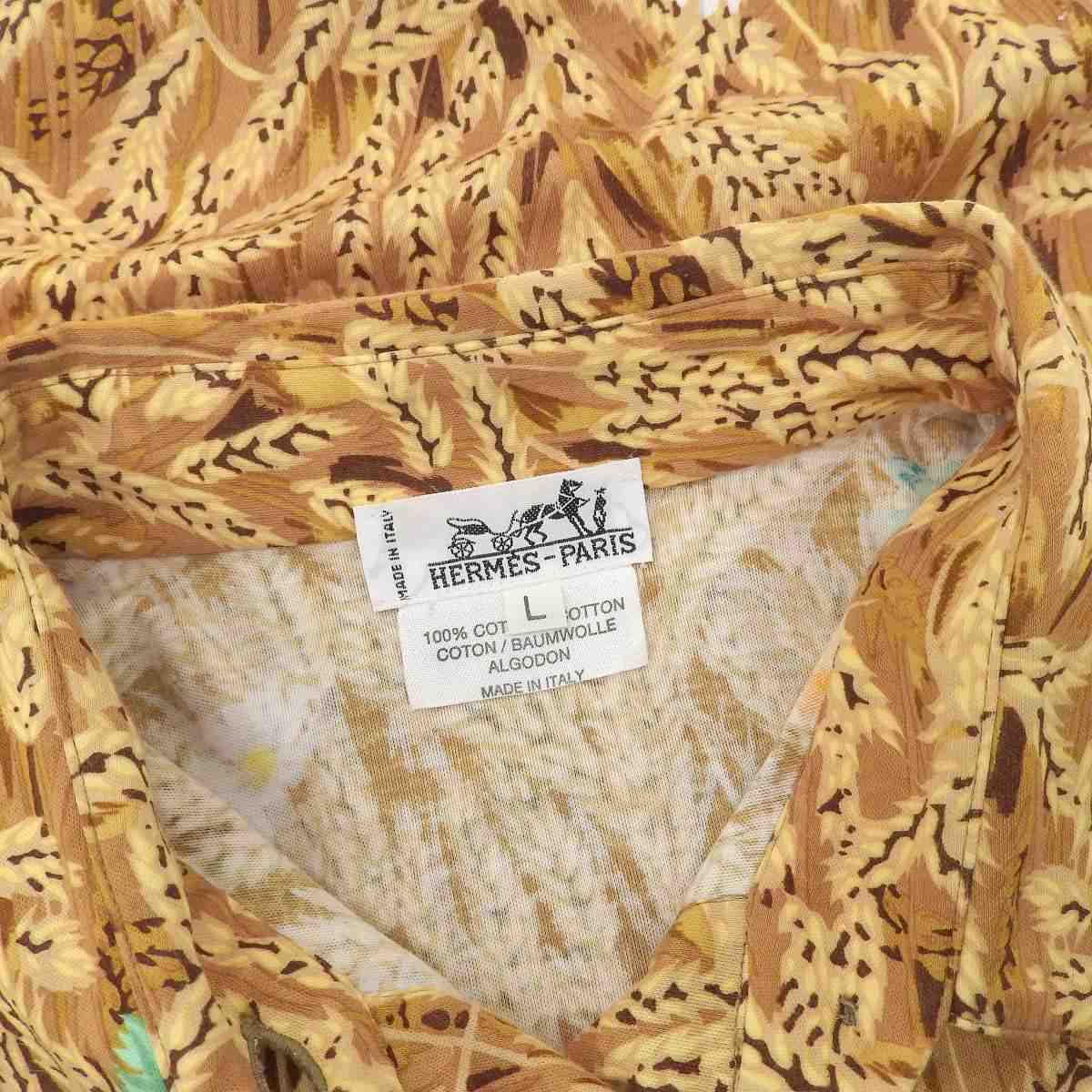 エルメス HERMES ポロシャツ トップス コットン ブラウン系 L レディース 8802