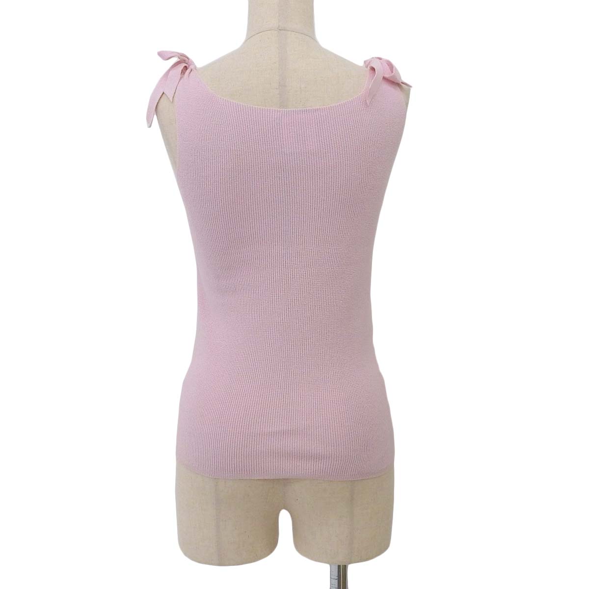 シャネル CHANEL 肩リボン キャミソール コットン ピンク 38 レディース 05P 4540