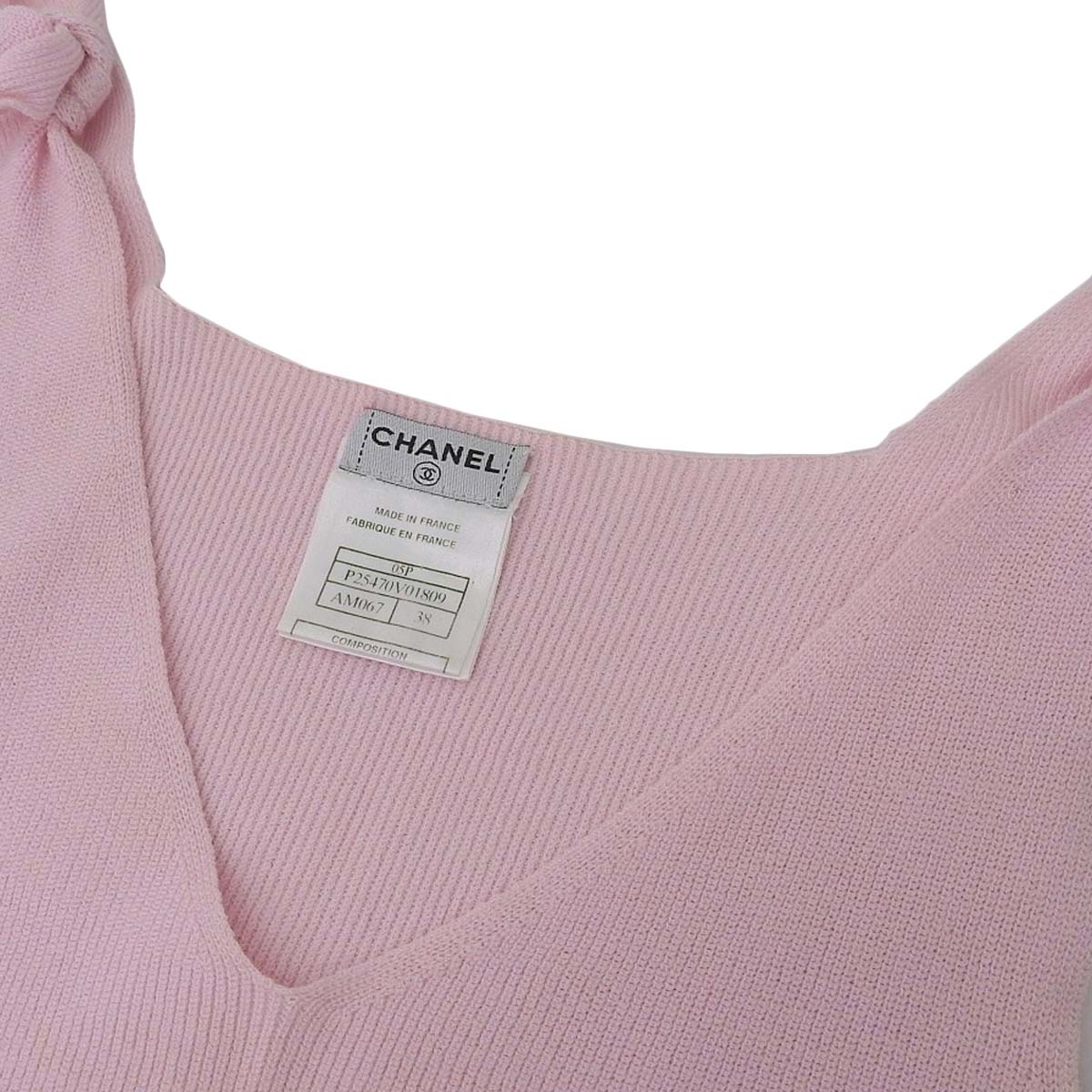 シャネル CHANEL 肩リボン キャミソール コットン ピンク 38 レディース 05P 4540