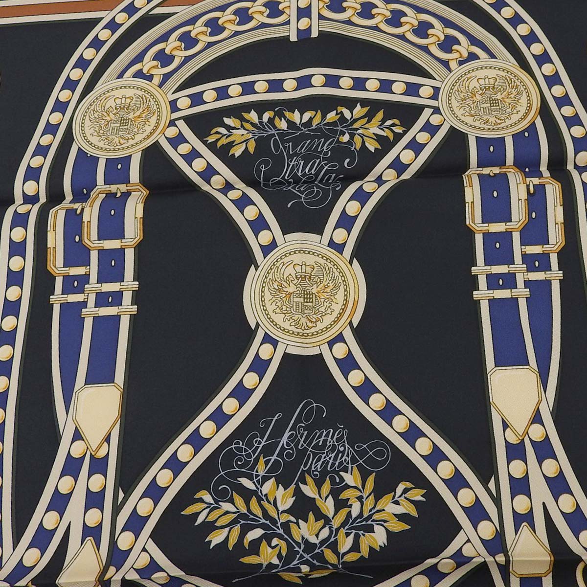 エルメス HERMES カレ90 スカーフ GRANDTRALALA グラン・トゥラララ 2021秋冬コレクション シルク ネイビー系 レディース 4575