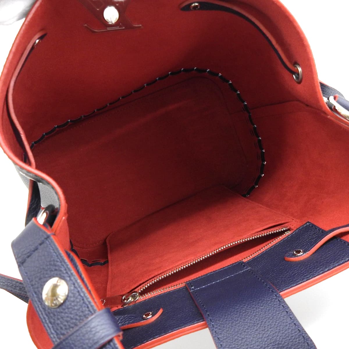 ルイヴィトン LOUIS VUITTON ロックミィ バケット 2WAYバッグ ショルダー ななめ掛け レザー 紺×赤 シルバー金具 レディース M54681 4740