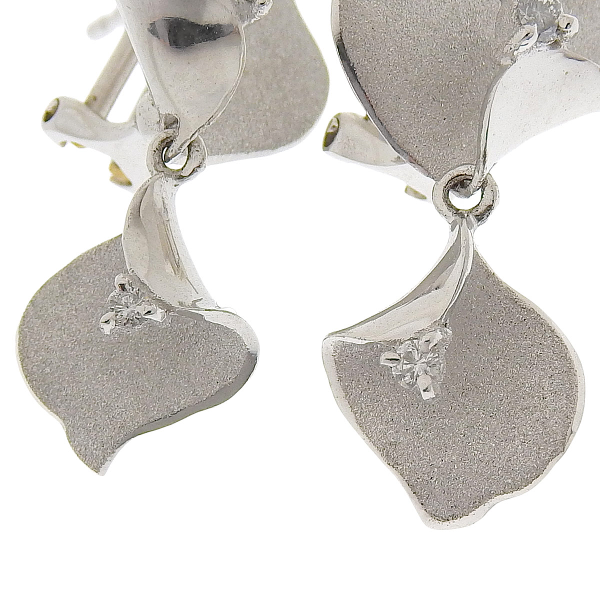 田村俊一 タムラシュンイチ ジュエリー作家 K18ＷG ホワイトゴールド ダイヤモンド 0.05ct 0.05ct ピアス レディース  4227