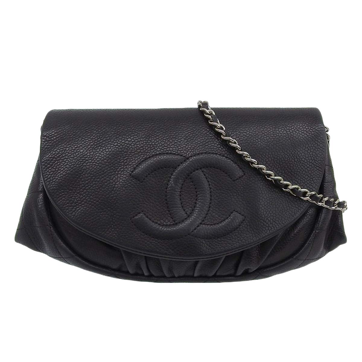 シャネル CHANEL チェーンウォレット ショルダーバッグ キャビアスキン ブラック レディース 12番台 4420