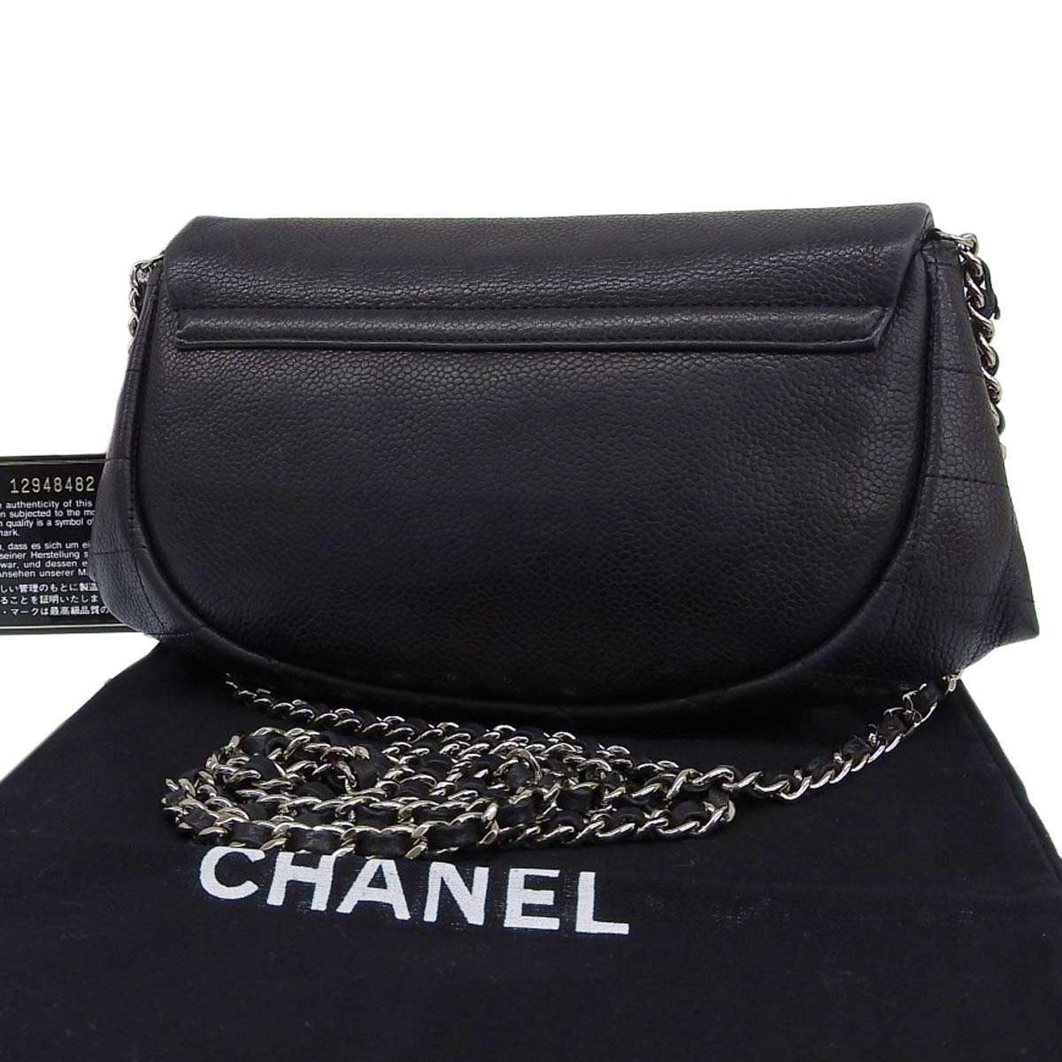 シャネル CHANEL チェーンウォレット ショルダーバッグ キャビアスキン ブラック レディース 12番台 4420
