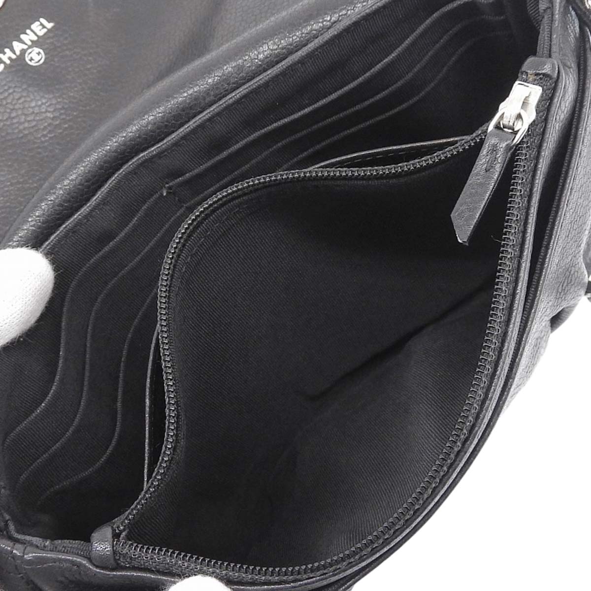 シャネル CHANEL チェーンウォレット ショルダーバッグ キャビアスキン ブラック レディース 12番台 4420