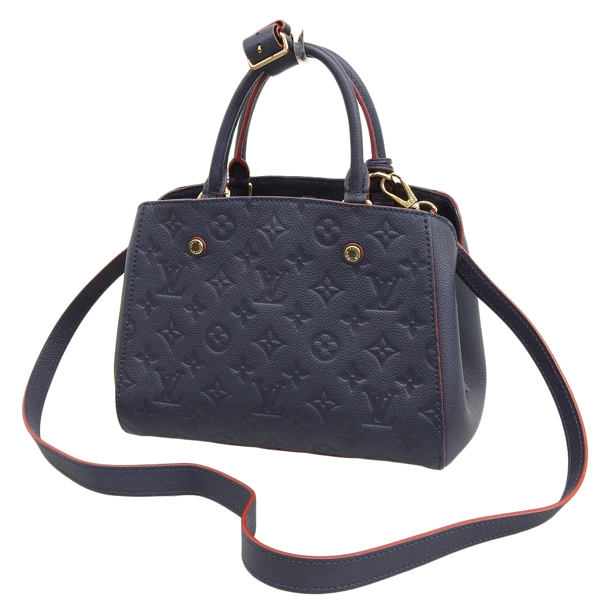 ルイヴィトン LOUIS VUITTON モノグラム アンプラント モンテーニュBB 2WAYバッグ ななめ掛け 紺×赤 ゴールド金具 レディース M42747 4741