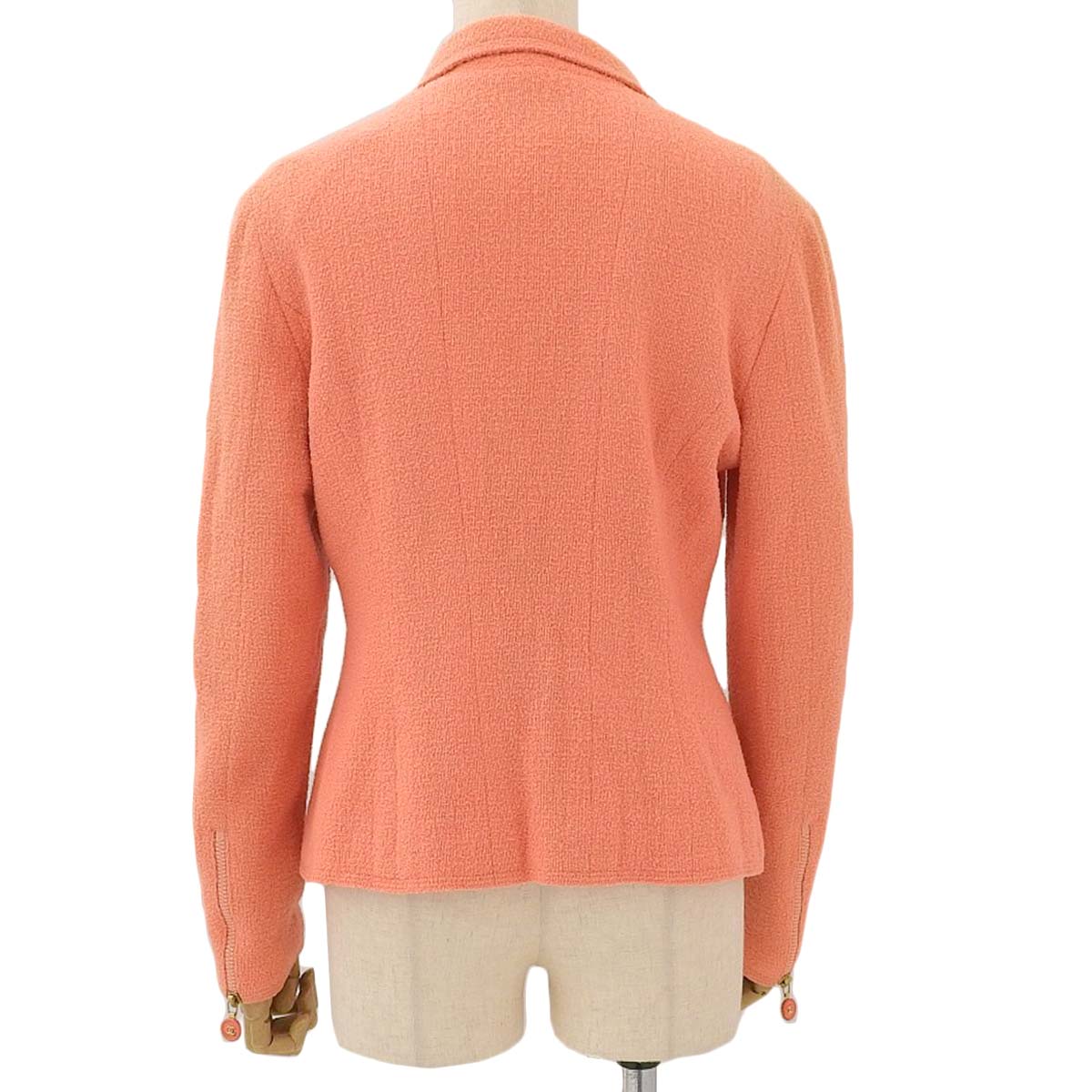 シャネル CHANEL ツイード ジャケット ウール×ナイロン オレンジ系