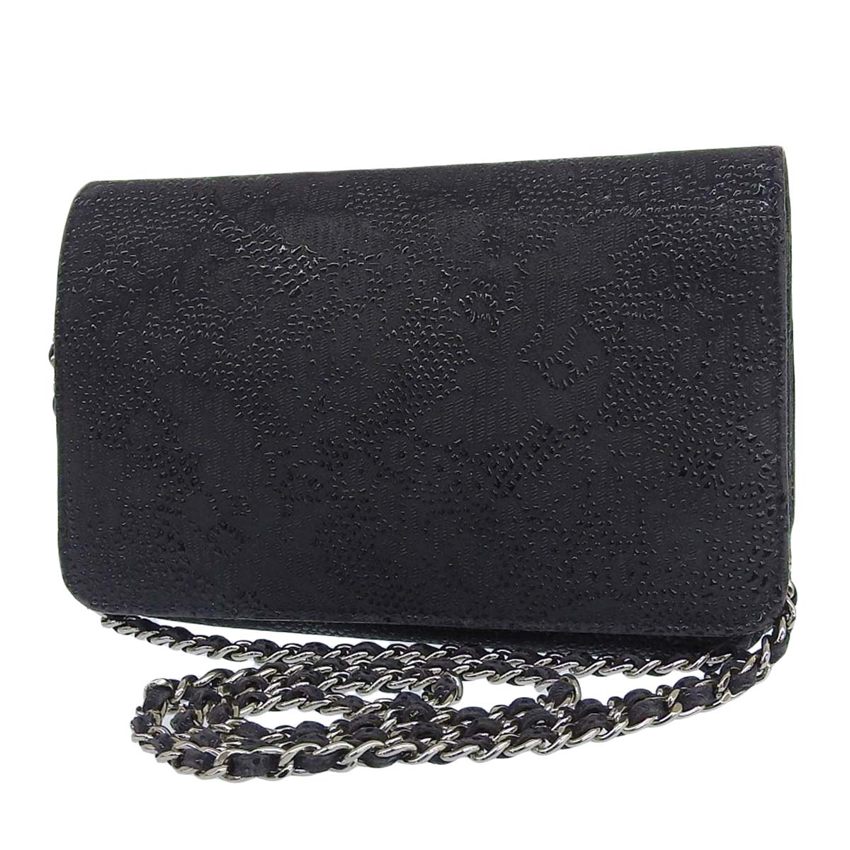 シャネル CHANEL チェーンウォレット ショルダーバッグ レザー ブラック レディース 18番台 4421