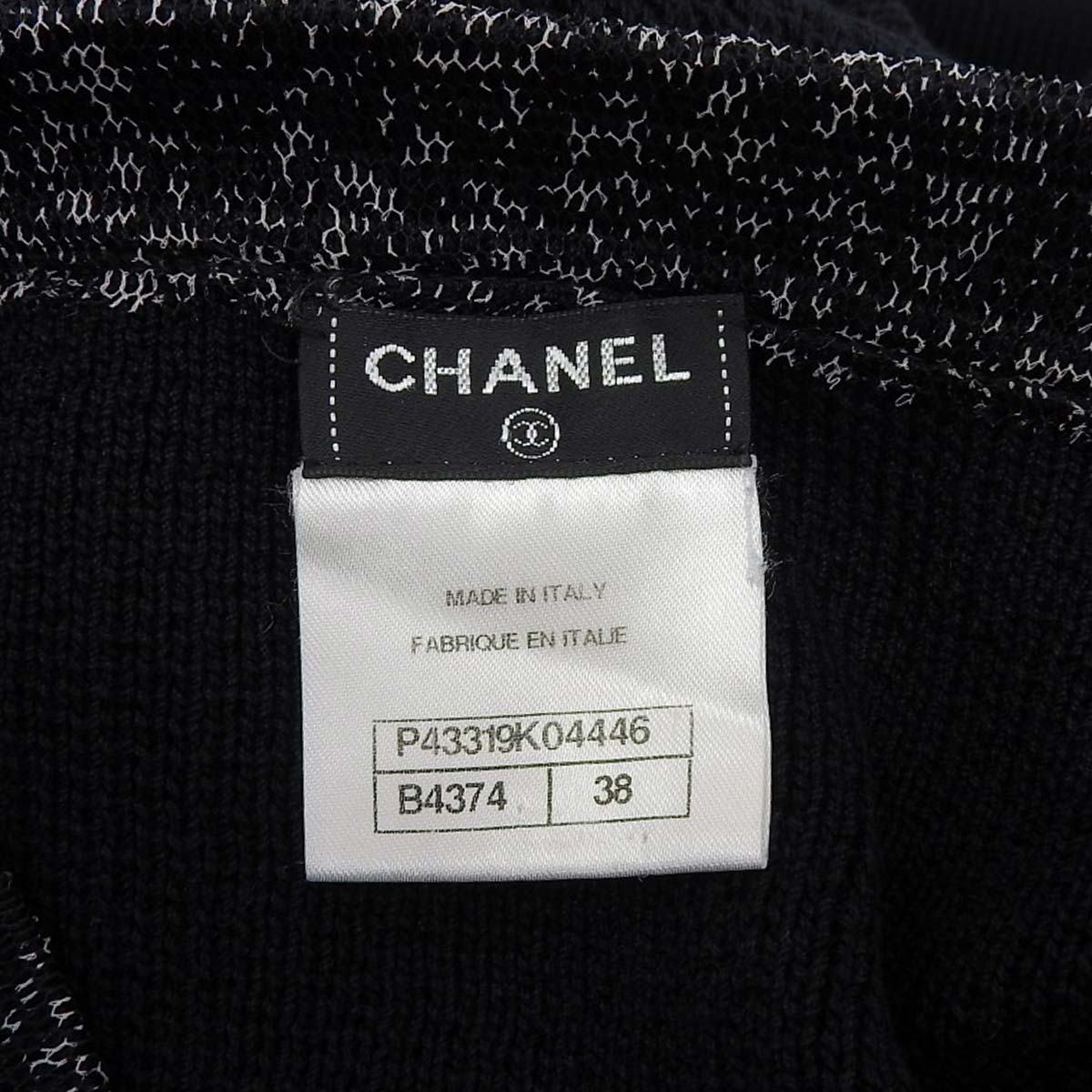 シャネル CHANEL ニットワンピース 半袖 コットン ブラック 38 レディース 4542
