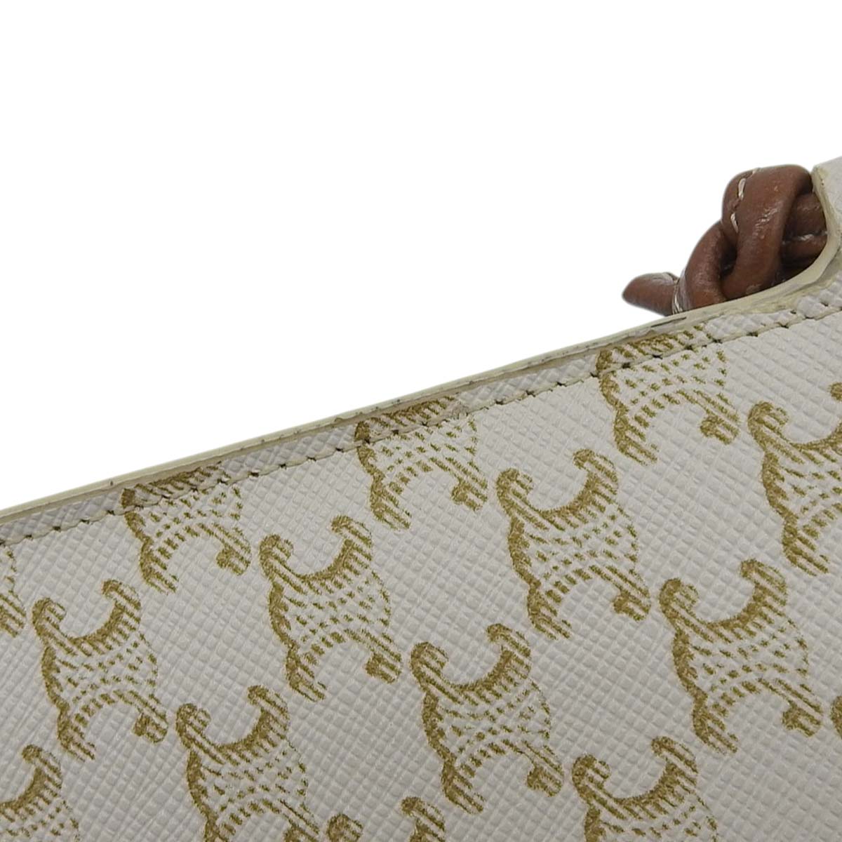 セリーヌ CELINE トリオンフ フラップ付モバイルポーチ 斜め掛け トリオンフキャンバス×ラムスキン ホワイト×タン レディース 4648