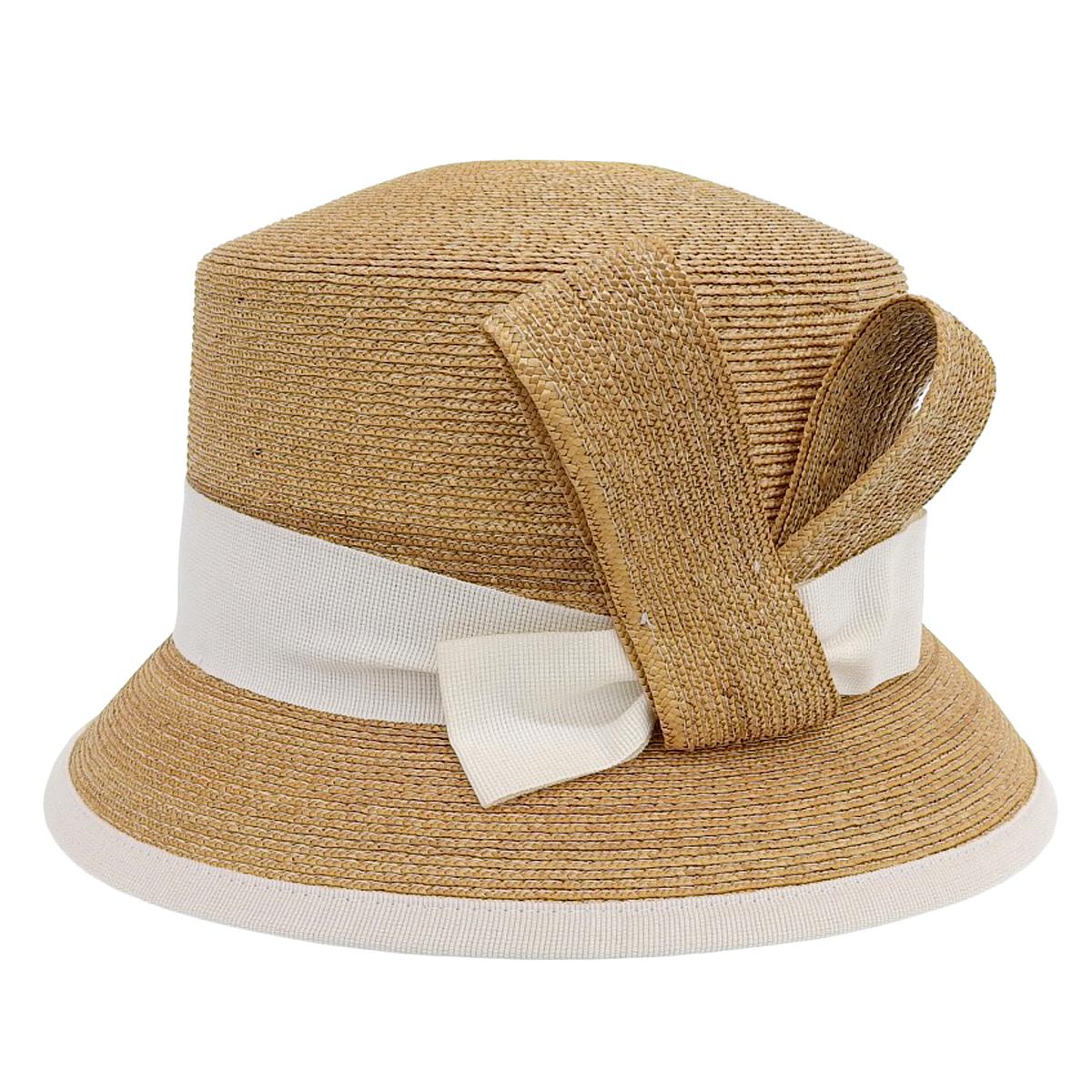 フォクシー FOXEY BOUTIQUE ストローハット 麦わら帽子 リボン ベージュ×ホワイト レディース 4345