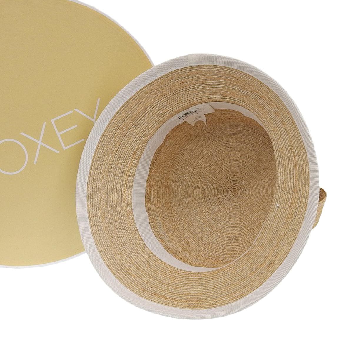 FOXEY ベージュ ストローハット　ホワイトリボン フォクシー FOXEY BOUTIQUE ストローハット 麦わら帽子 リボン