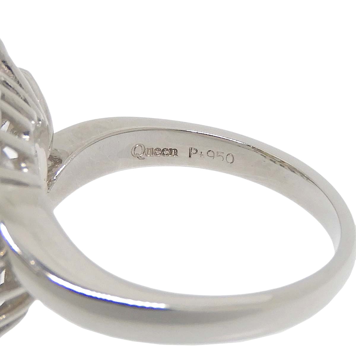 クイーン QUEEN リング 指輪 Pt950 プラチナ シロチョウパール 12.5mm ダイヤモンド 13号 レディース 4780
