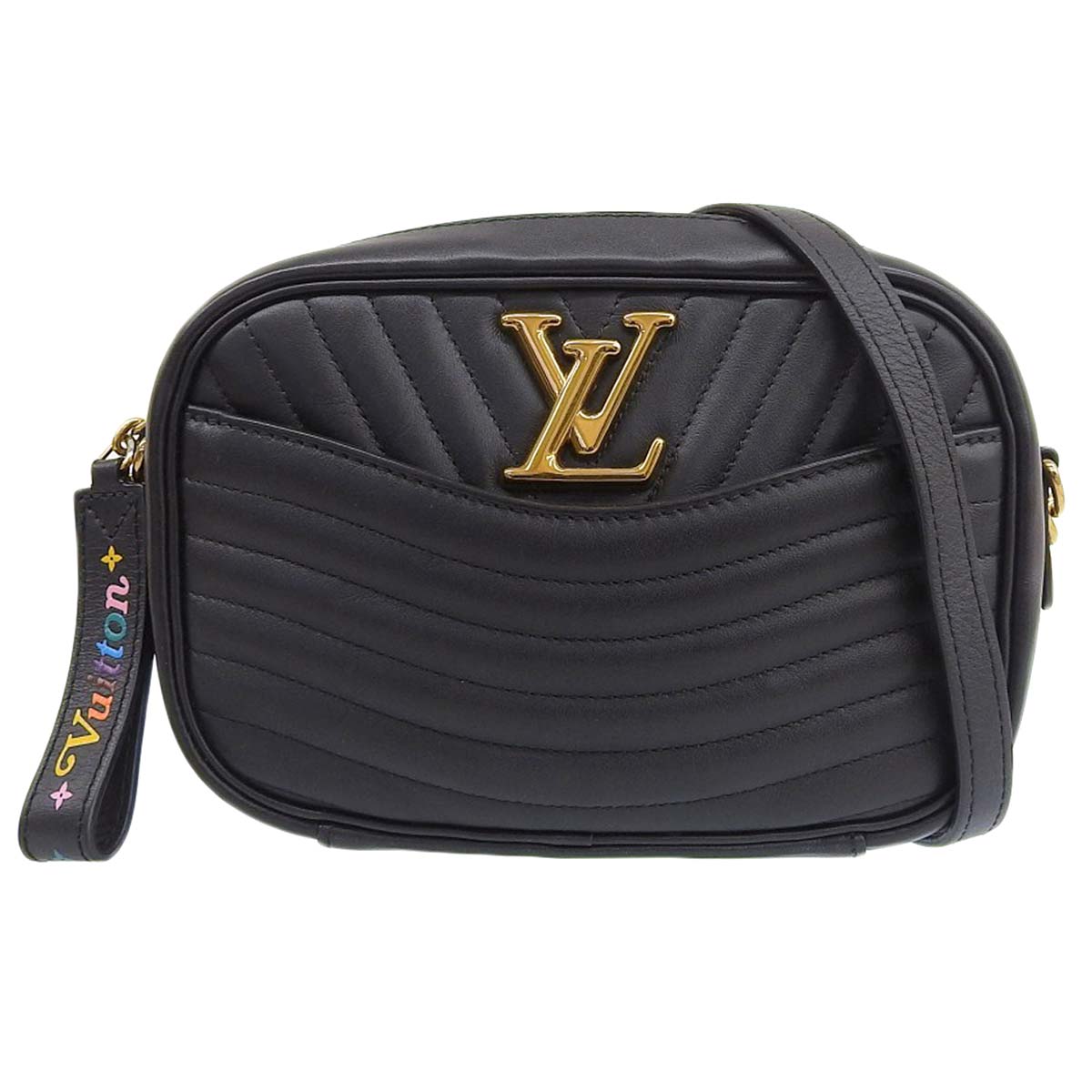 ルイヴィトン LOUIS VUITTON ニューウェーブ カメラバッグ ショルダー チェーンショルダー レザー ブラック レディース M53682 4423