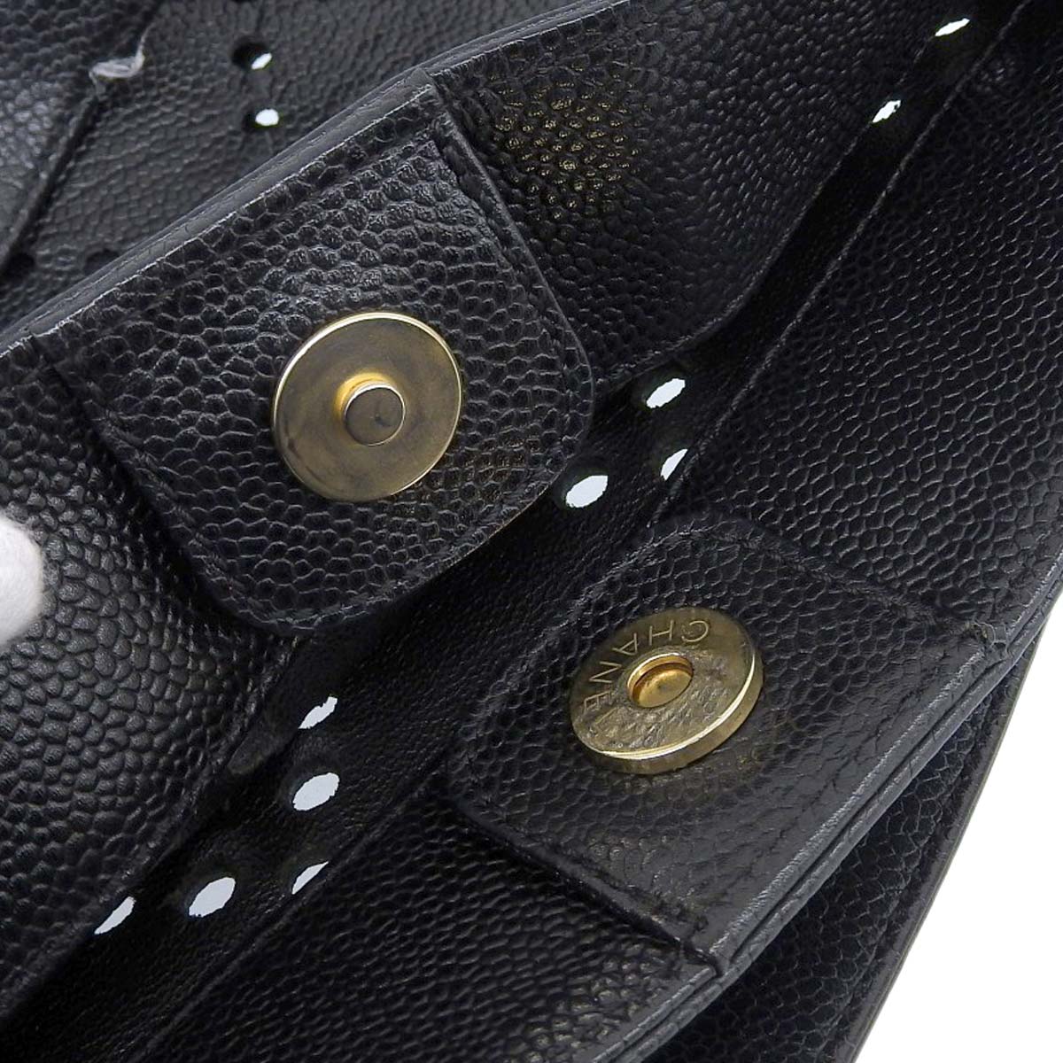 【ゆかりん】 CHANEL／キャビアスキン・パンチングバッグ シャネル CHANEL パンチング チェーン ショルダートート ブラック
