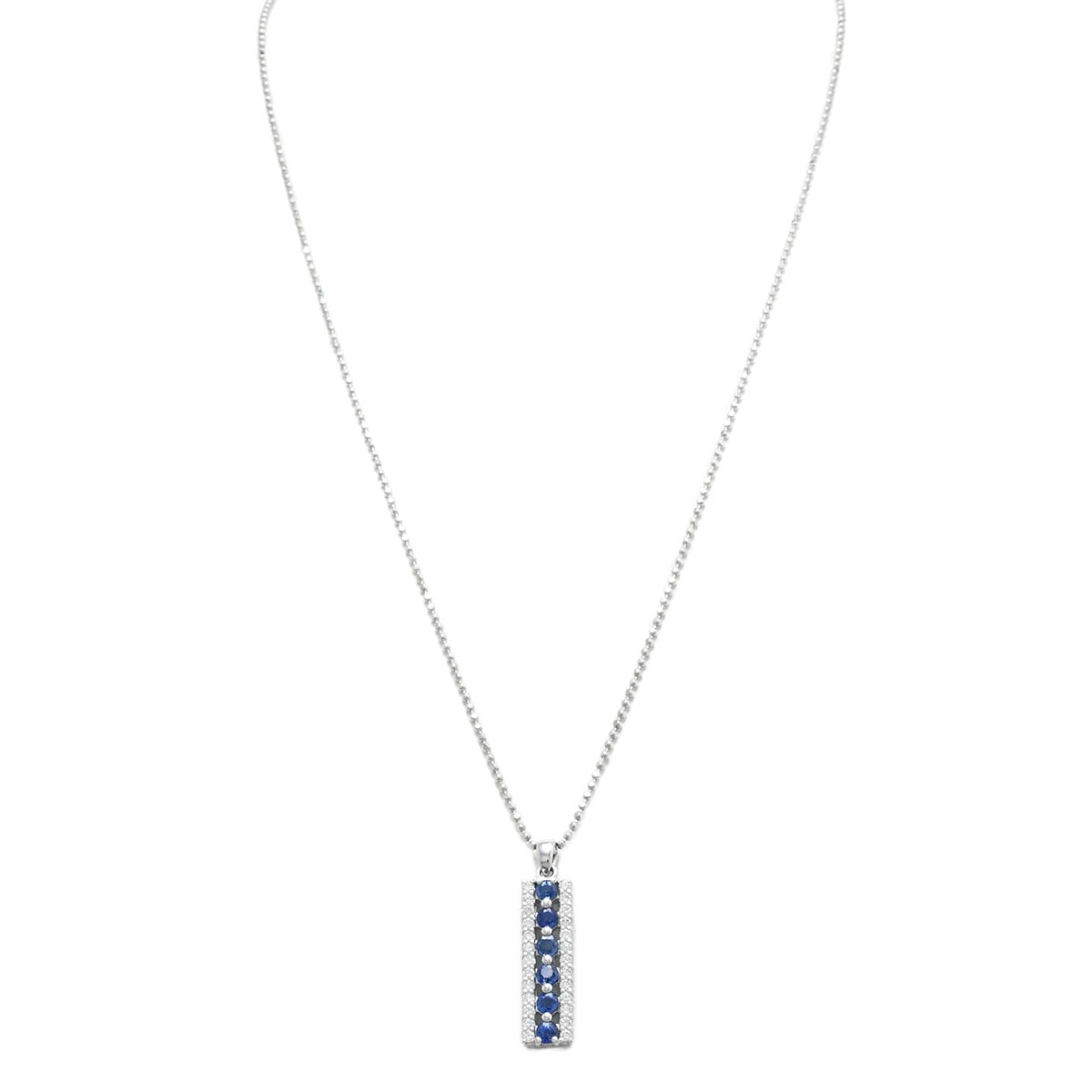 タサキ TASAKI Pt900 Pt850 ダイヤ0.37ct サファイア6P ボールチェーン