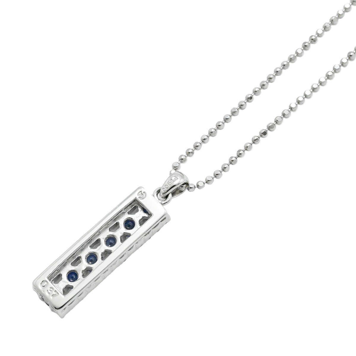 タサキ TASAKI Pt900 Pt850 ダイヤ0.37ct サファイア6P ボールチェーン