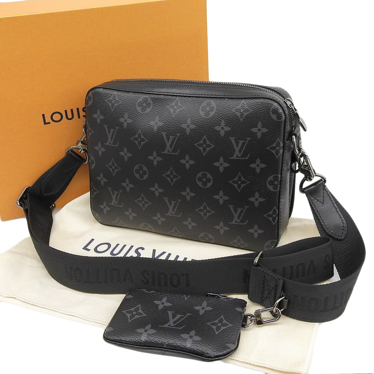 ルイヴィトン LOUIS VUITTON モノグラム エクリプス トリオメッセンジャー ショルダーバッグ 斜め掛け ポーチ コインパース メンズ M69443 4744
