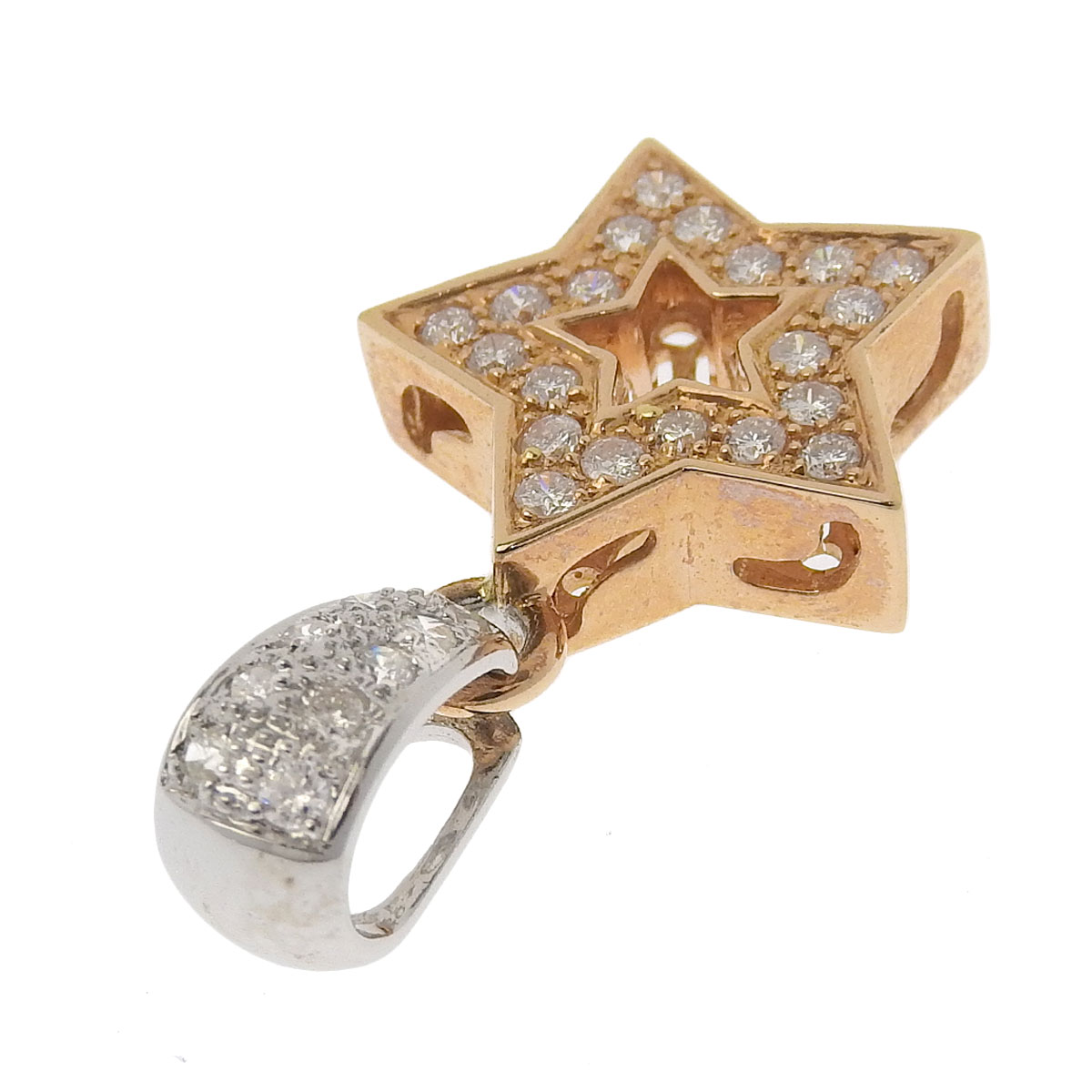 ペンダントトップ 星 K18PG ダイヤモンド 0.65ct レディース 8669