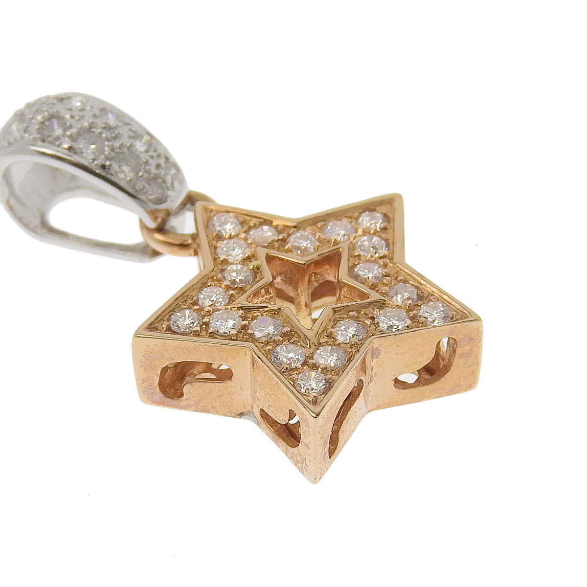 ペンダントトップ 星 K18PG ダイヤモンド 0.65ct レディース 8669