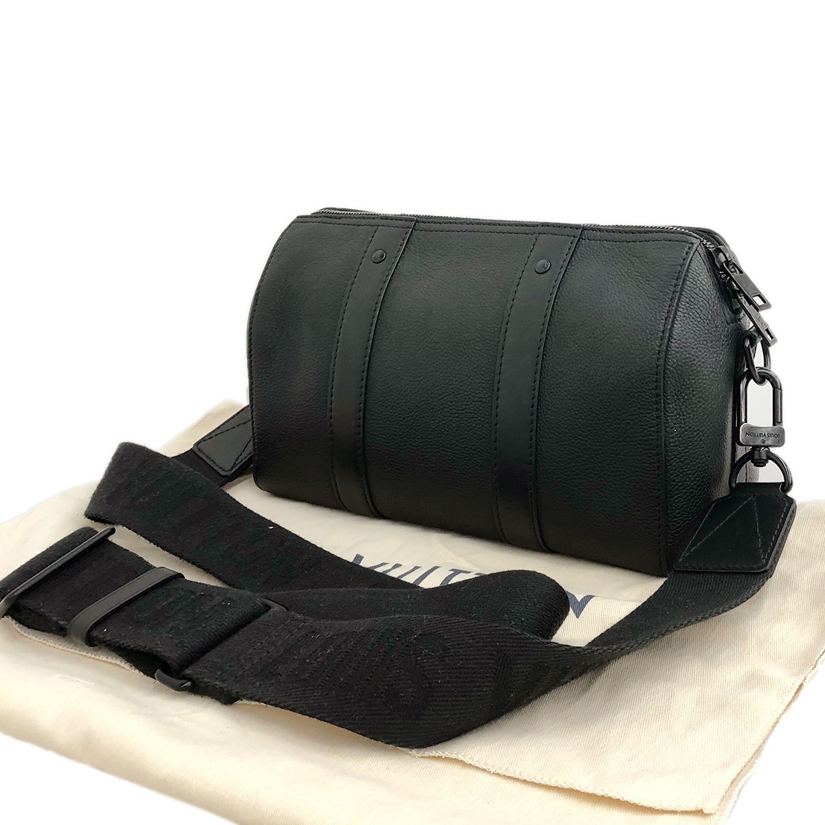 ルイヴィトン LOUIS VUITTON シティ・キーポル ショルダーバッグ グレインカーフレザー ブラック メンズ M59255 4155